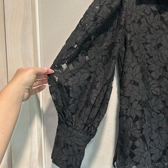 Petal And Pup Womens Top Small Floral Lined Dark Fairy Business Casual Sheer Slv - Picture 3 of 11